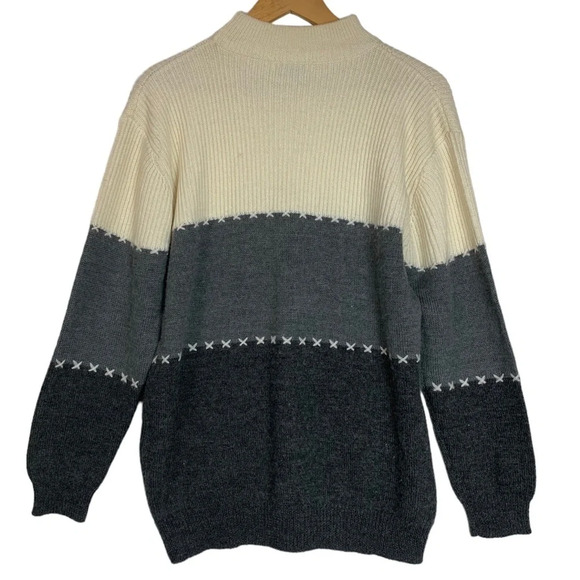 VTG D’Allaird Neutral Mock Neck Pullover Sweater Wool Blend Size Women’s Large - Picture 3 of 8